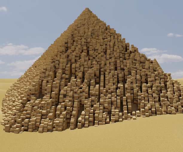 埃及沙漠上摇摇欲坠的金字塔图片下载