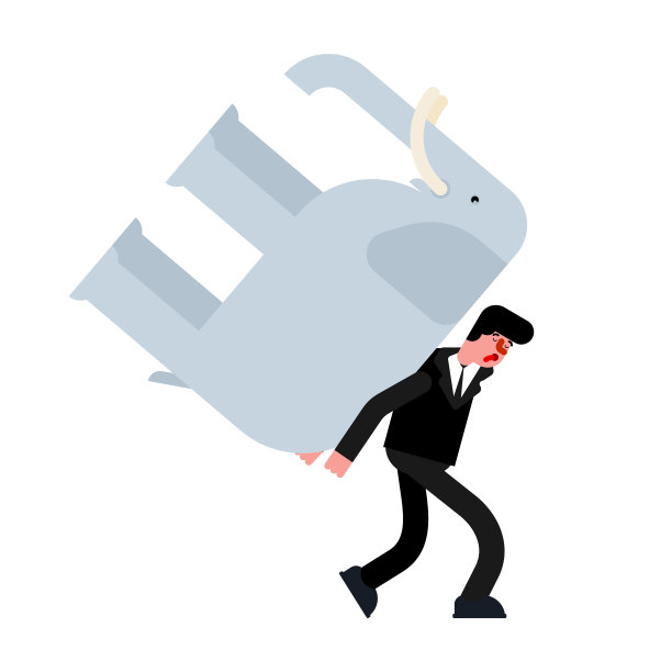 男人背负象艰苦的生活观念厌倦了图片下载