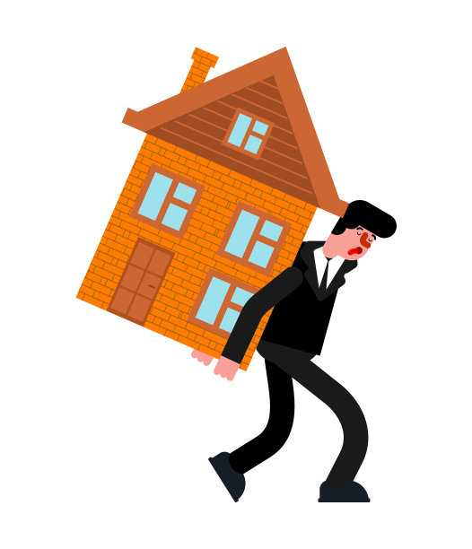 男人背着房子，房贷还烦了图片下载