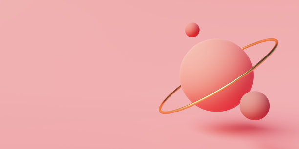 粉彩背景与粉色星球和金色戒指为女性产品广告舞台图片下载