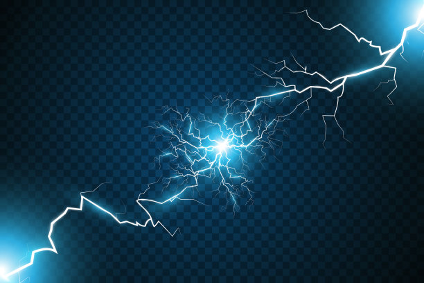 一套神奇的闪电和明亮的灯光效果。矢量图图片下载