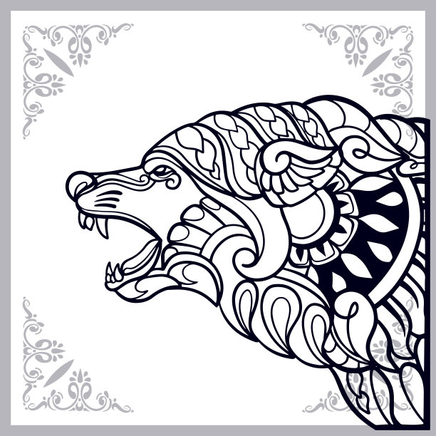 狼的艺术孤立在白色背景图片下载