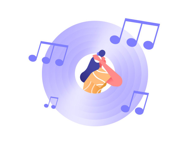 音乐cd黑胶图标与女性耳机图片下载