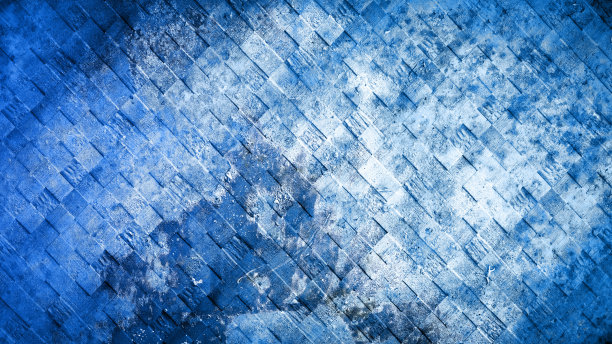 抽象蓝色斑点肮脏的垃圾风化的老旧混凝土水泥石立方体块墙壁纹理- 3D渲染背景图片下载