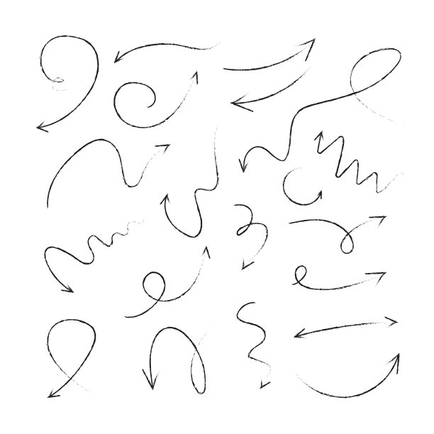 手绘涂鸦。箭头。指针。图片下载