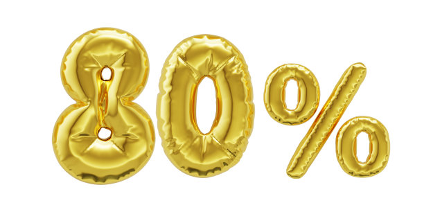 八折优惠促销销售闪亮的金色充气气球图片下载