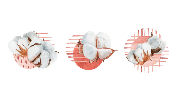 水彩棉孤立的白色背景。英国红。用于贴纸、设计社交媒体、文具、在物体上打印等。图片下载