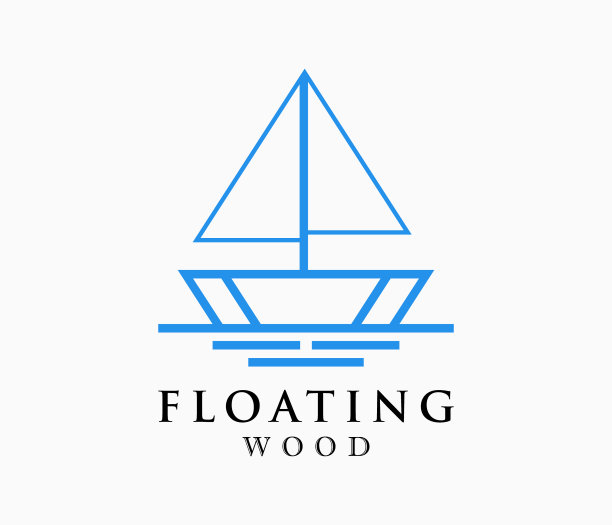 极简船干净简单的线条浮动标志设计矢量图片下载