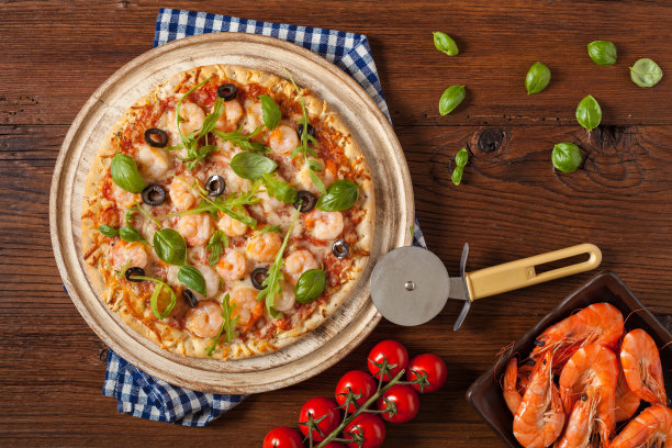 比萨虾仁。图片下载