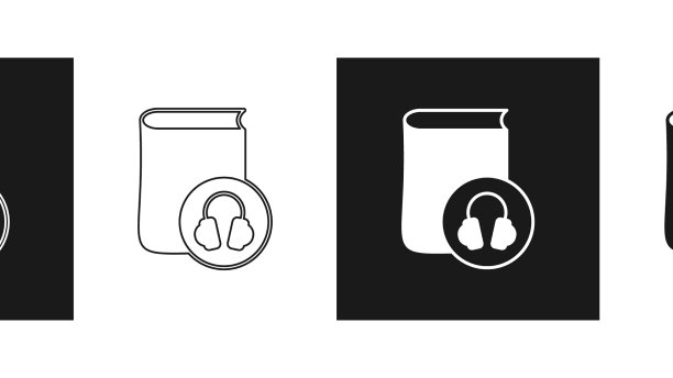 设置有声书图标孤立在黑白上图片下载