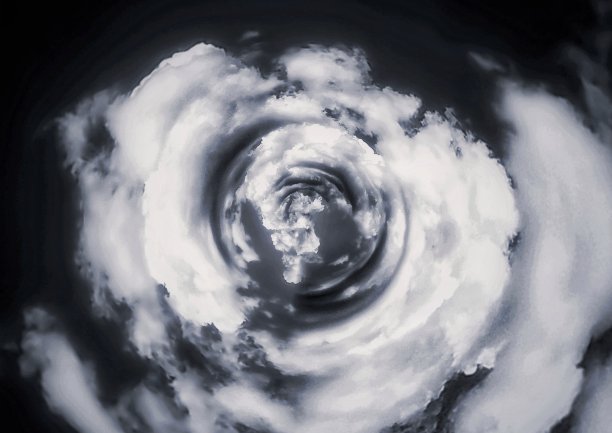 云在黑暗中旋转的3D插图图片下载