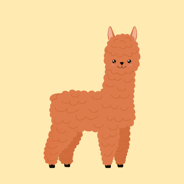 可爱的羊驼孤立在米色背景有趣图片下载