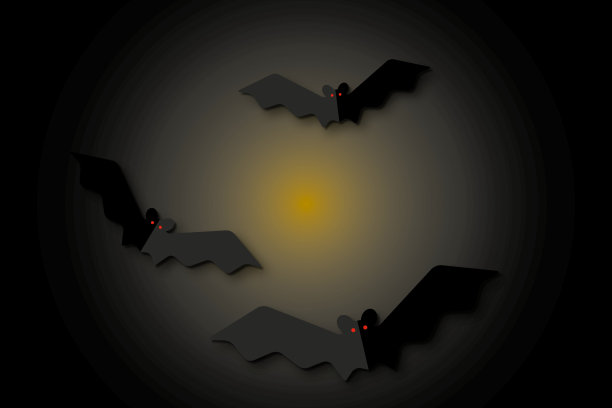 蝙蝠在黑暗的背景下与月亮一起飞翔。万圣节的概念。图片下载