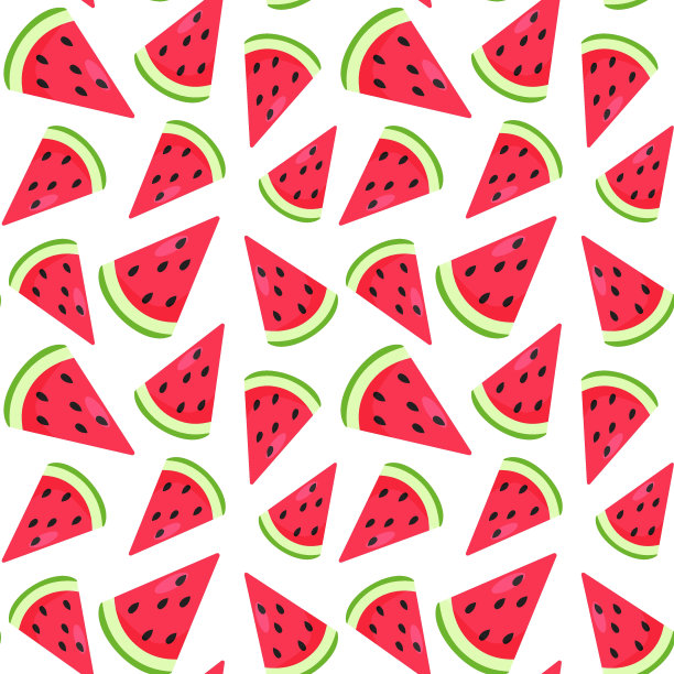 有趣的无缝图案，五颜六色的西瓜片。红色，粉色和绿色。积极的夏天的心情。没完没了的设计。印刷纺织品，服装，礼品包装，卡片，设计和装饰图片下载
