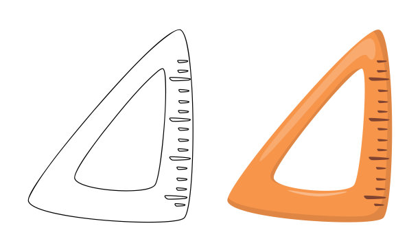 一套矢量插图直角三角形孤立在白色背景在线条艺术和休闲风格图片下载