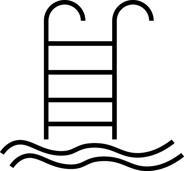 旅游、度假和暑假的概念。矢量轮廓符号的网站，广告，商店等。到游泳池的梯子的线图标图片下载