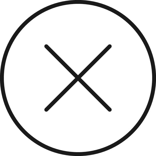 网站界面标志：极简风格圆形内叉号细线图标，适用于应用程序、网站和网页图片下载