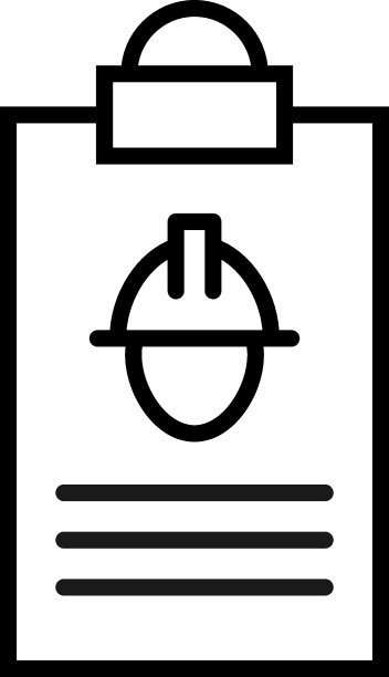 文件在剪贴板上签字。矢量轮廓符号在平面风格。适用于网站、横幅、书籍、广告等。线条图标的建设者在头盔上的剪贴板图片下载