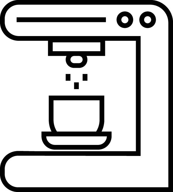 家居和日常生活观念。单一轮廓单色标志在平面风格。可编辑的中风。咖啡机的线条图标图片下载