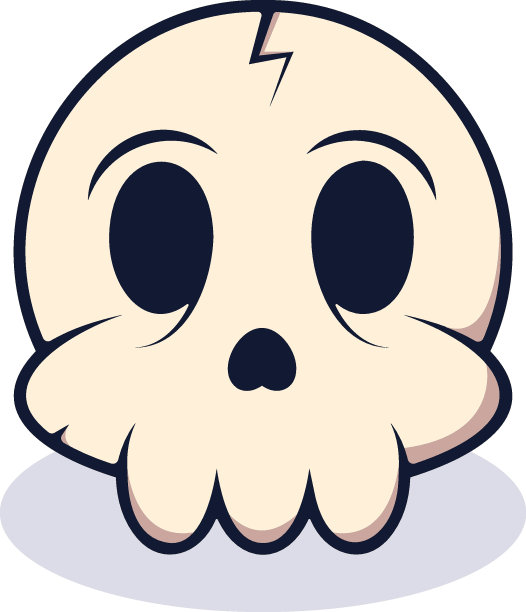 矢量插图可爱的卡通骨骼与大椭圆形的眼睛和牙齿。高质量的图片适合网页设计，手机游戏，书籍，广告图片下载