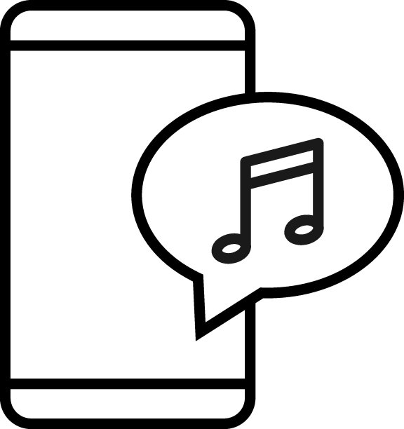 互联网聊天和对话的概念。现代矢量符号在平坦的风格。适合网站、商店。智能手机语音泡泡内的音符线图标图片下载