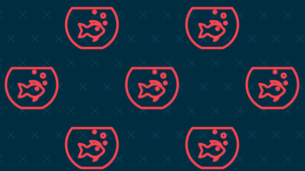 红线水族馆与鱼图标隔离无缝图片下载