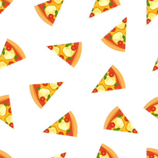 水牛披萨切片的无缝矢量绘制。图片下载