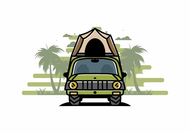 露营车车顶插图徽章设计图片下载