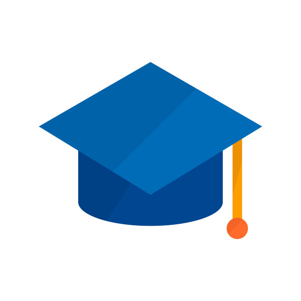 蓝色现代毕业生帽。学位帽。平方学术帽。矢量。图片下载