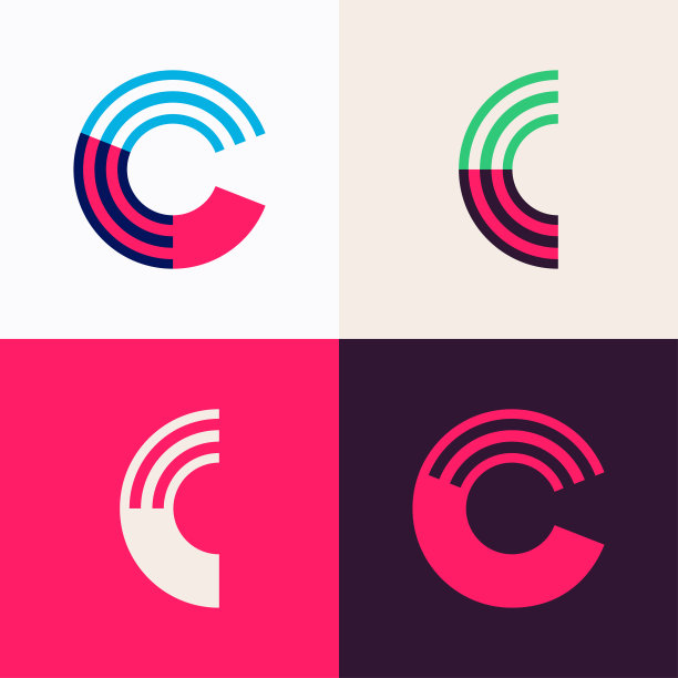 C字母标志套重叠线条。图片下载