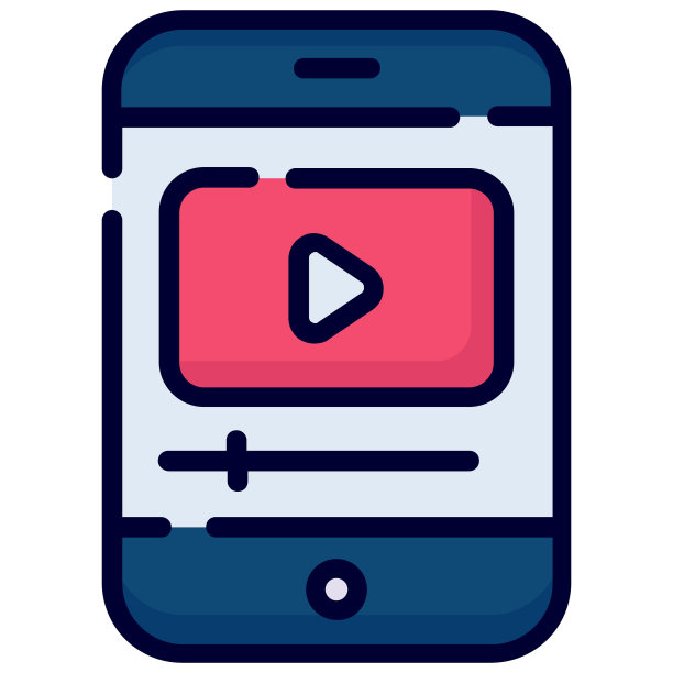 多媒体，视频播放器彩色线图标孤立在白色背景图片下载