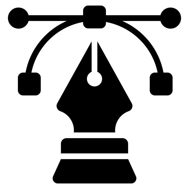 钢笔工具字形图标孤立在白色背景上图片下载