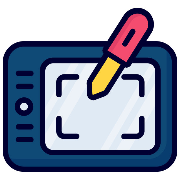 图形平板彩色线图标孤立在白色背景图片下载