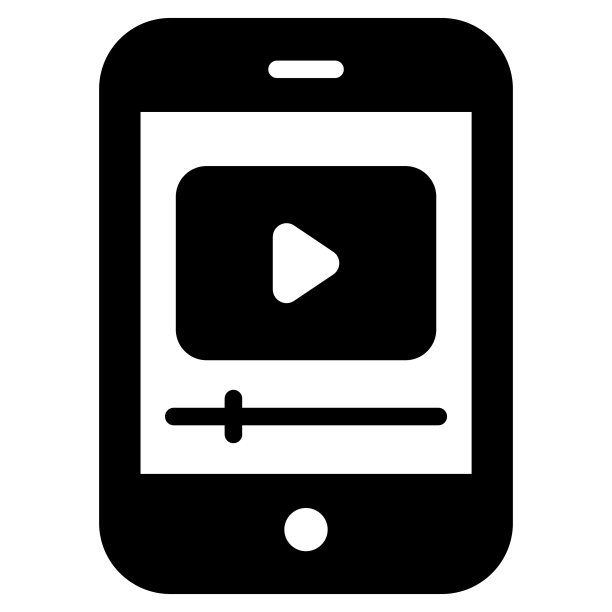 多媒体，视频播放器字形图标孤立在白色背景图片下载