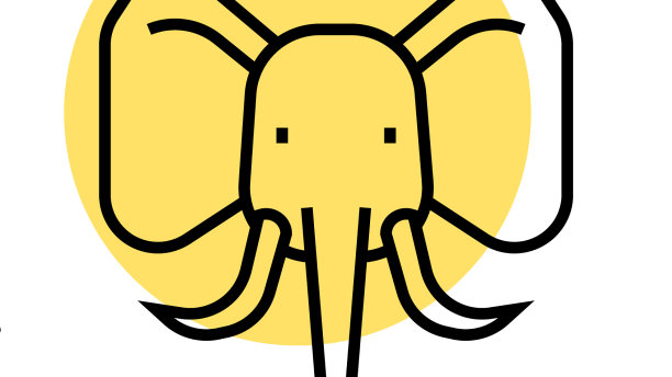 黑线大象图标孤立在白色上图片下载