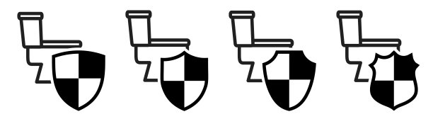 厕所图标背后的盾牌，不同的版本。方便保护的概念图片下载