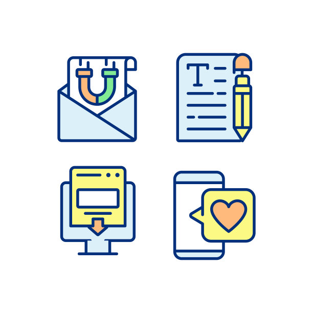 创建内容吸引客户像素完美的RGB彩色图标集图片下载