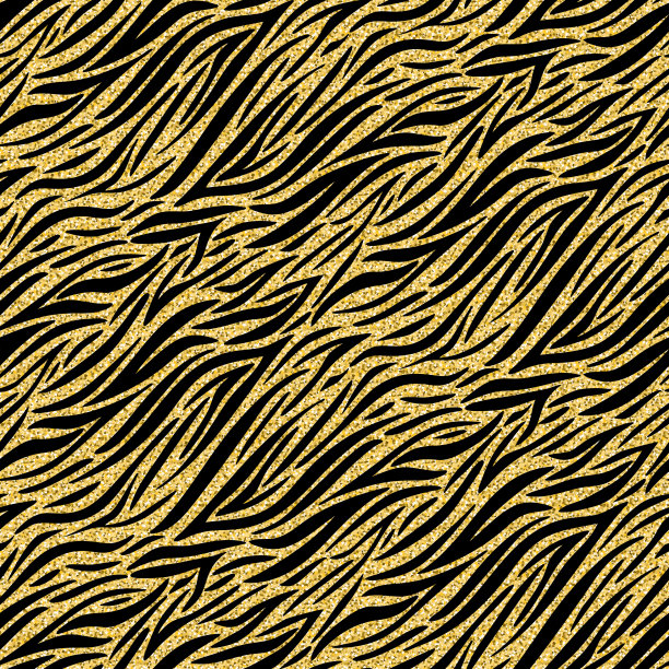 金色斑马皮仿色，兽性无缝图案黑色金色闪光野生背景设计图片下载