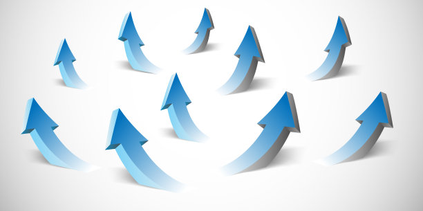 一套蓝色的三维箭头图片下载