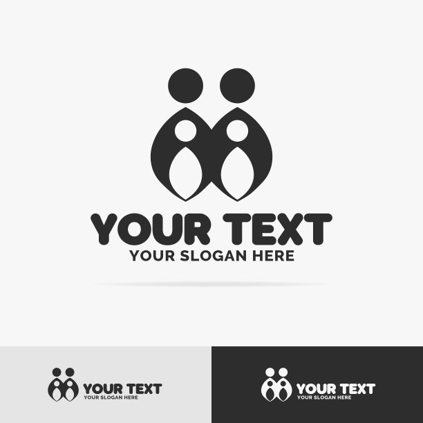 矢量家庭logo合集：包含爸爸、妈妈和两个孩子的简笔画图片下载