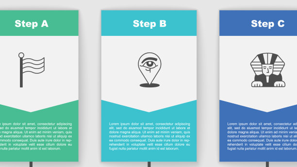 悬挂埃及国旗荷鲁斯之眼和狮身人面像图片下载