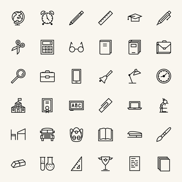 设置学校和教育黑线图标图片下载