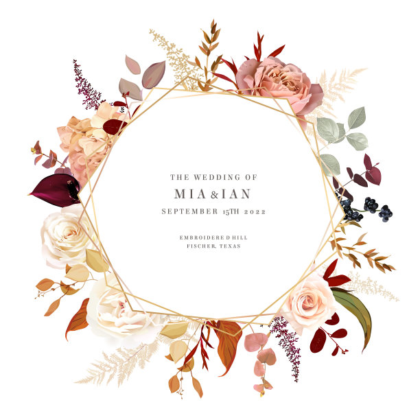 锈橙，米色，白玫瑰，酒红色红掌花，潘帕斯草，蕨类，干棕榈叶图片下载