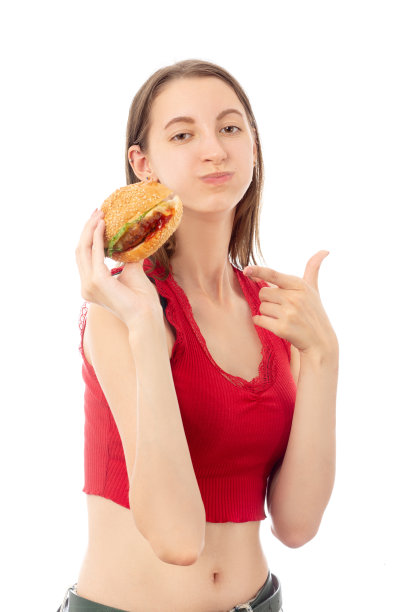 女孩吃汉堡图片下载