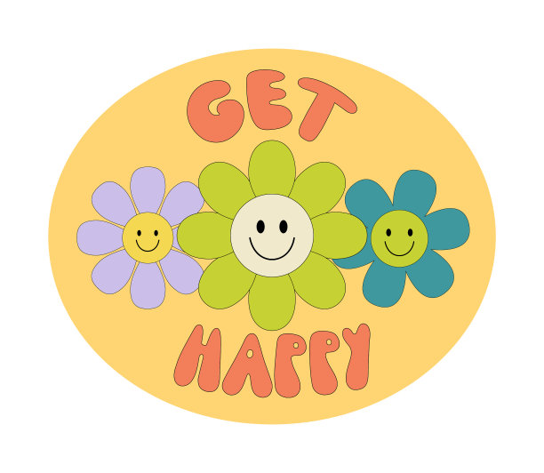 迷人的贴纸与微笑的花朵黛西海报图片下载