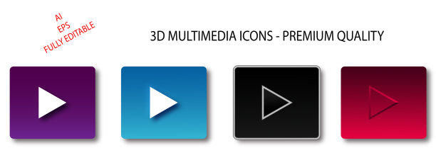 三维多媒体图标图片下载