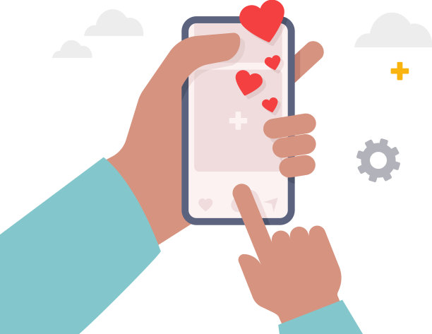 手持智能手机与社交媒体应用程序图片下载