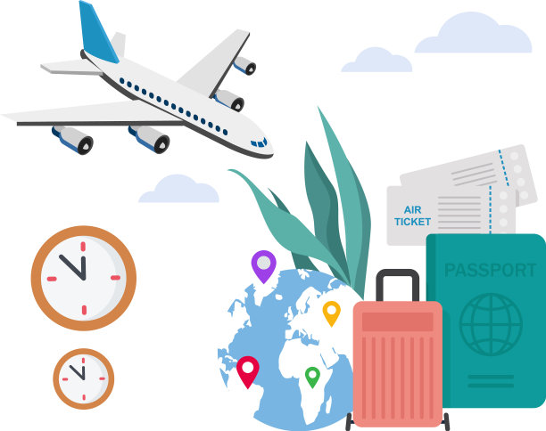 出差带护照、机票、旅行袋图片下载