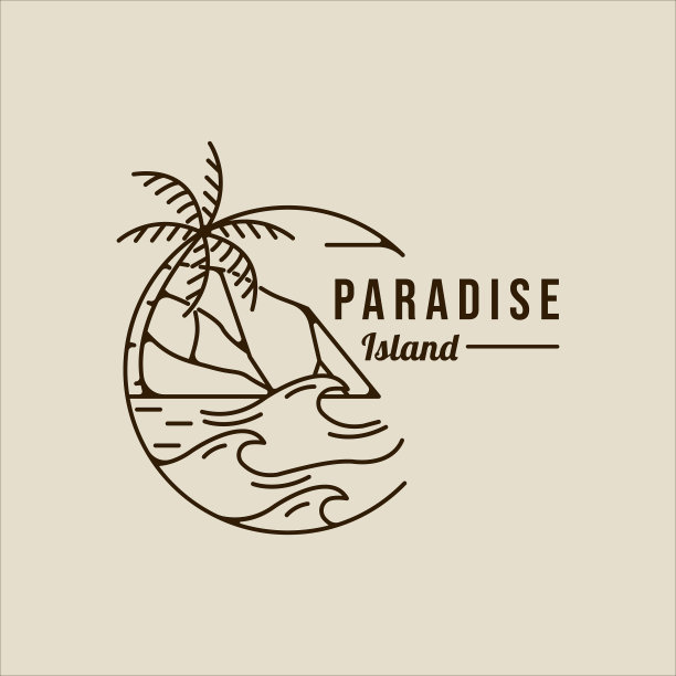 棕榈树标志线条艺术简单极简图片下载