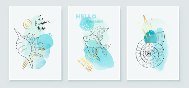 夏季热带墙艺术背景鱼图片下载